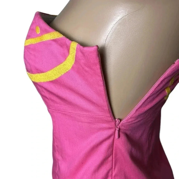 Lilly Pulitzer strapless dress women .size 0 zero , pink,cotton,embroidered. - Picture 10 of 15